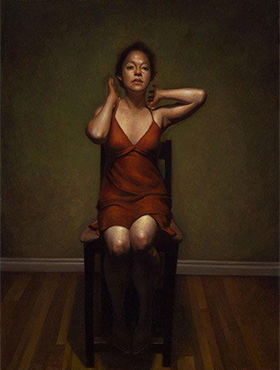 DANIEL HUGHES Red Dress 1 Oil on canvas