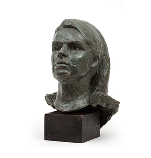 DOUGLAS COCKER Tête de jeune fille Sculpture de bronze